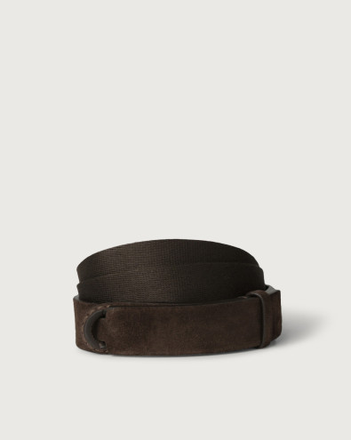 Suede and fabric Suede Nobuckle belt