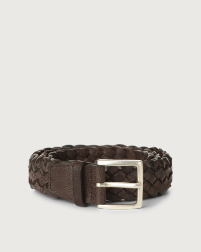 Chevrette braided nabuck leather belt