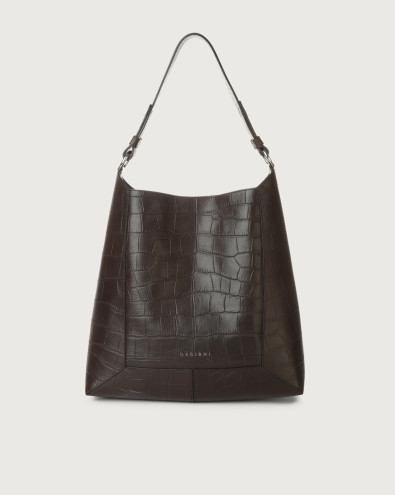 Frame Kenya croco-effect leather shoulder bag with strap