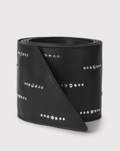 Natur micro-studs leather sash belt