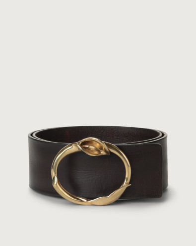 Bull soft high-waist leather belt lily buckle