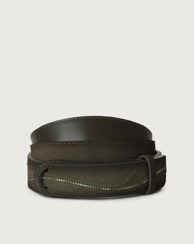Cloudy Twig Nobuckle suede leather belt