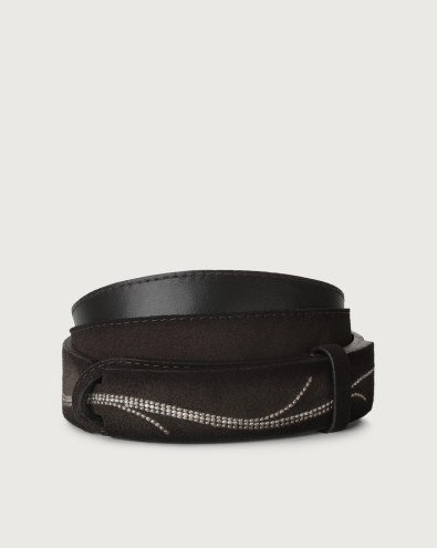 Cloudy Twig Nobuckle suede leather belt