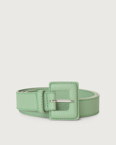 Soft leather belt with covered buckle