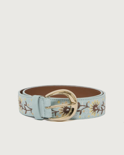 Basic Round Peach Flower suede leather belt 3,5 cm
