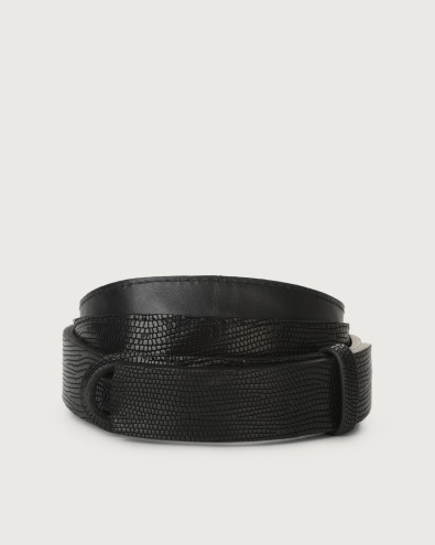 Lizard leather Nobuckle belt