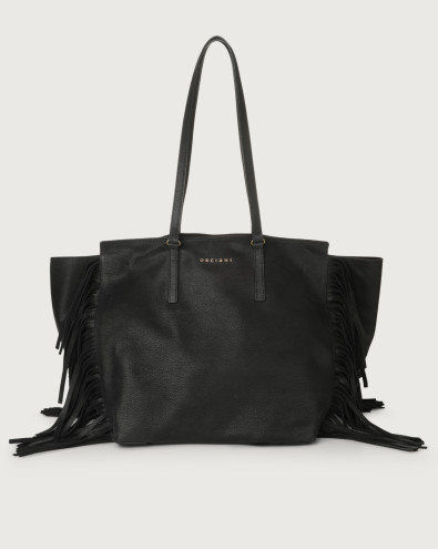 AVA Savage leather tote bag whit fringe