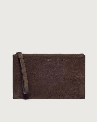 Nabucco large nubuck leather pouch with wristband