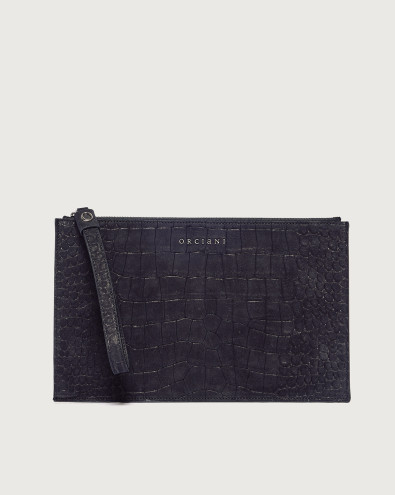 Cocco Nabuck large nubuck leather pouch with wristband