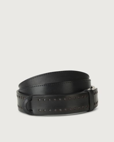 Orciani Bull Wool leather Nobuckle belt Leather & wool Navy