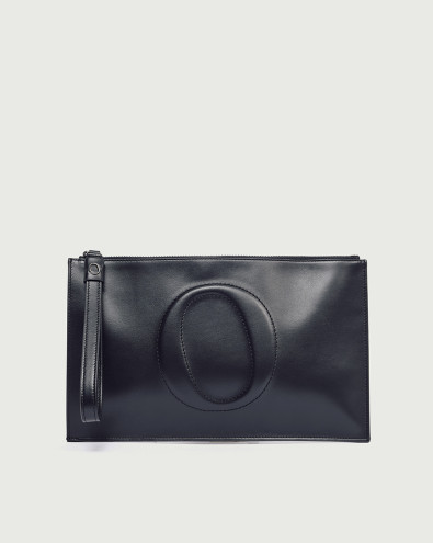 Alba large leather pouch with wristband