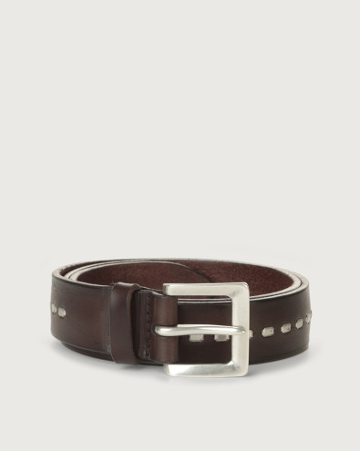 Bull Soft engraved leather belt with clips