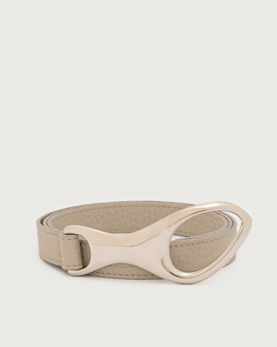 Soft long tip grained leather belt 2 cm