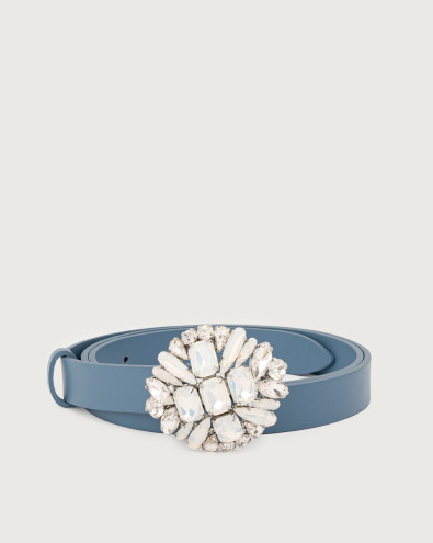 Vanity jewel smooth calf leather belt 2 cm