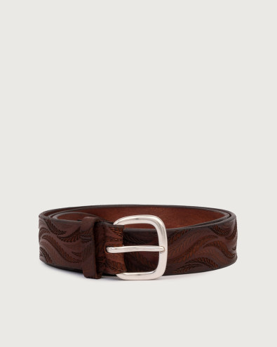 Bull Soft engraved leather belt 3,5 cm