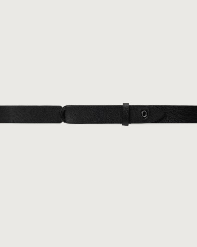 Micron leather NoBuckle belt with monogram
