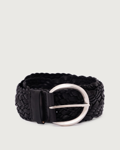 Masculine braided leather belt 5,5 cm