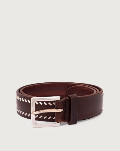 Bull Soft leather belt metallic details 3,5 cm