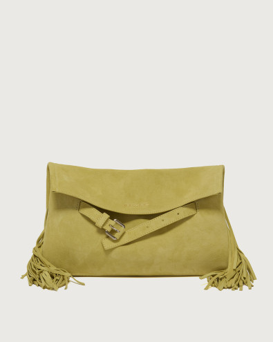 Venus Clutch Peach Fringe suede leather handbag