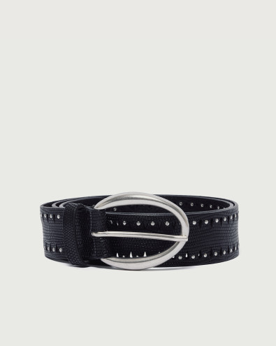 Lizard leather belt 3,5 cm