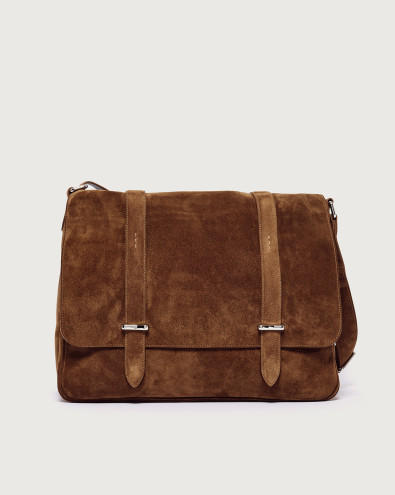Jones Peach suede leather messenger bag