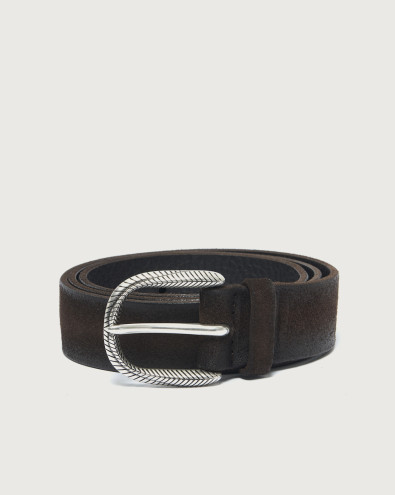 Hunting suede belt brass buckle 3,5 cm