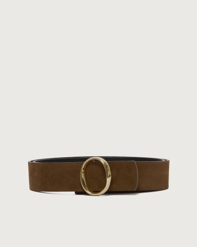 Peach Double Iconic O reversible suede leather belt 3,5 cm
