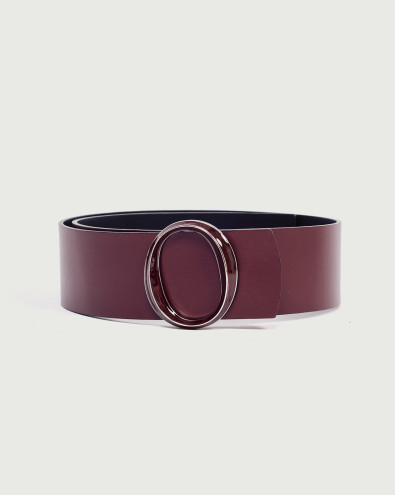 Alba enamelled buckle leather belt 5,5 cm