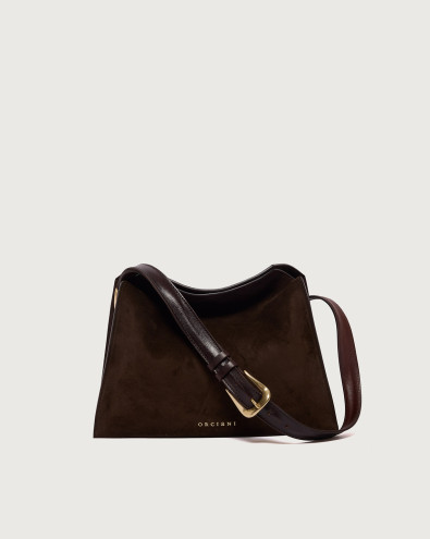 Trinity Peach Oro Small suede shoulder bag