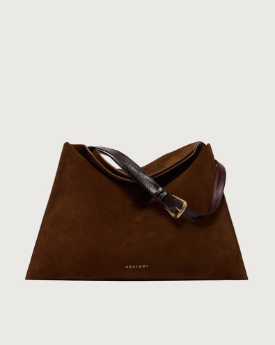 Trinity Peach Oro Large suede shoulder bag