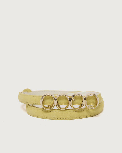 Peach Multi Iconic O suede leather belt 1 cm