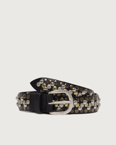 Bull Soft leather belt with studs 3,5 cm