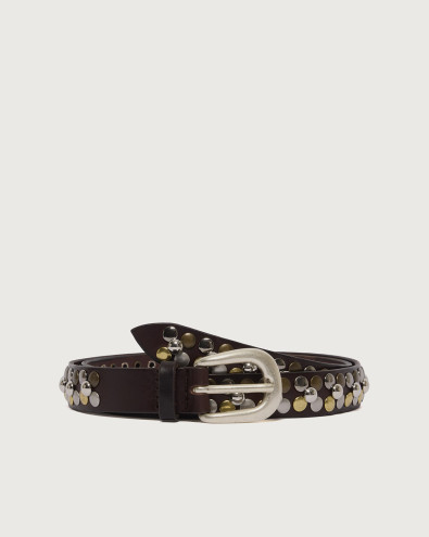 Bull Soft leather belt with studs 2,5 cm