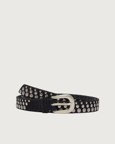 Hunting suede leather belt with studs 2,5 cm