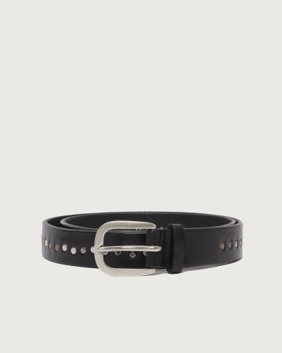 Bull Soft leather belt with studs 3 cm