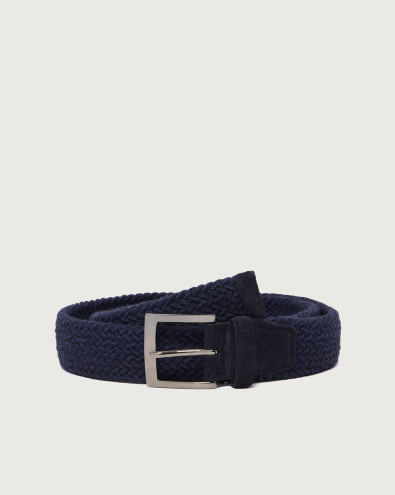 Elast Winter stretch wool and leather belt 3,5 cm