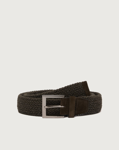 Elast Winter stretch wool and leather belt 3,5 cm