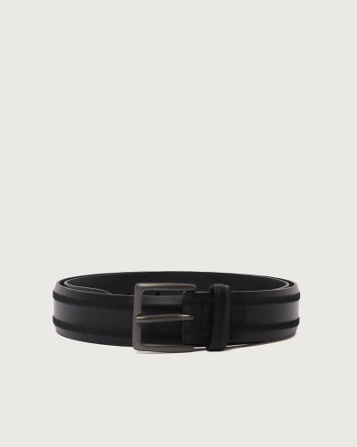 Monaco embroidered leather belt 3,5 cm