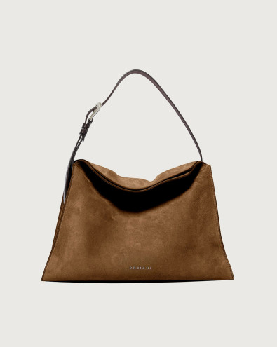 Trinity Peach Midi suede shoulder bag