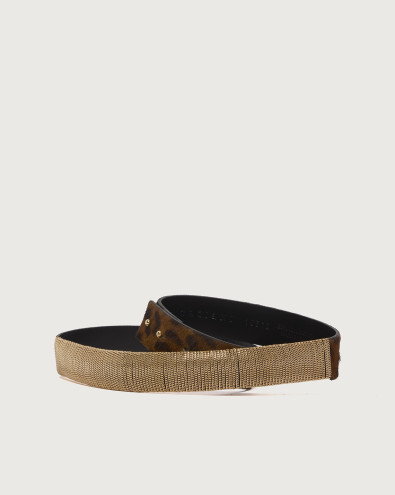 Leo Chain pony hair leather belt 3 cm