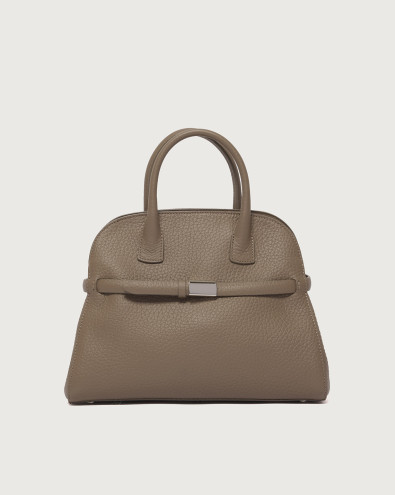 Aura Soft Midi grained leather handbag with strap