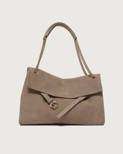 Orciani Venus Peach Midi suede leather shoulder bag Suede leather Beige