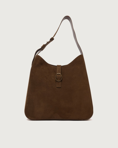 Gea Peach suede leather shoulder bag