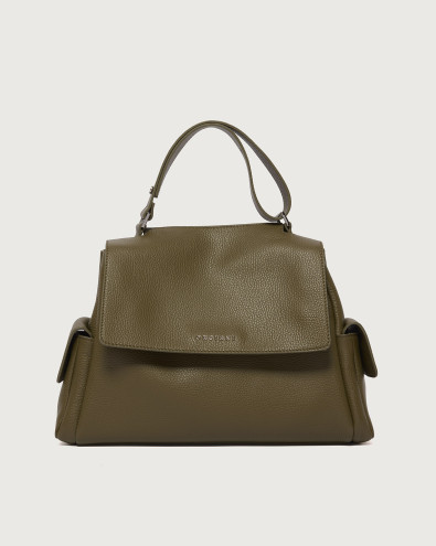 ORCIANI Le Sac Diamond python leather tote bag, color Emerald green