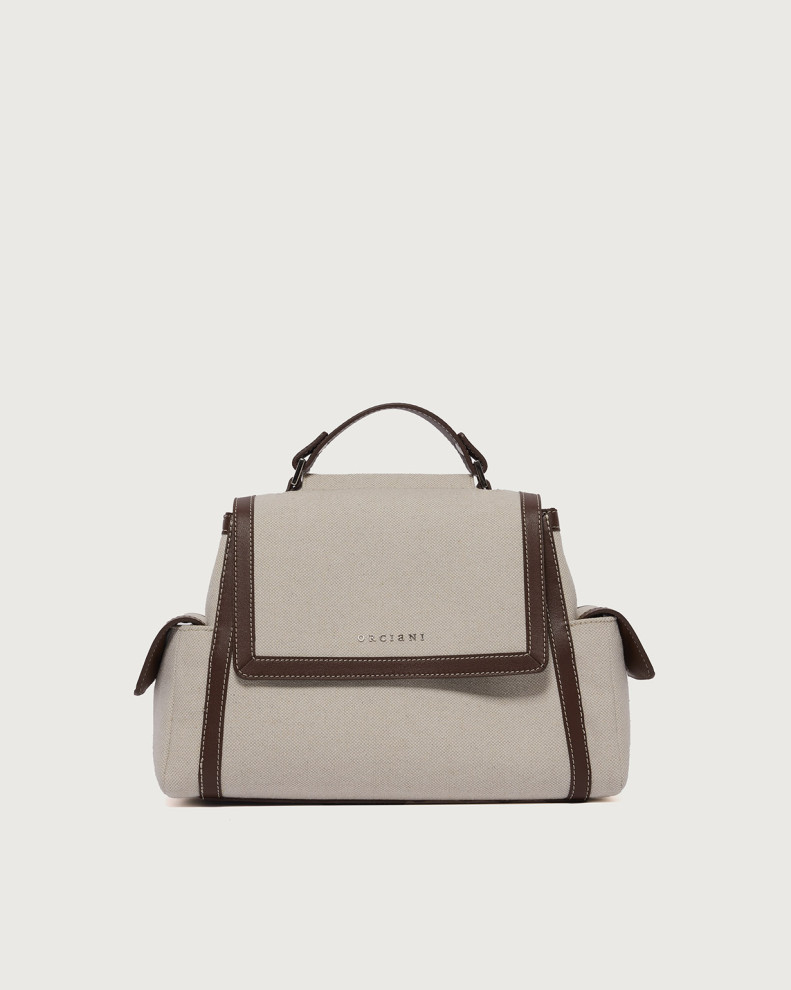 Sveva Savana Cargo Small canvas and leather handbag with strap
