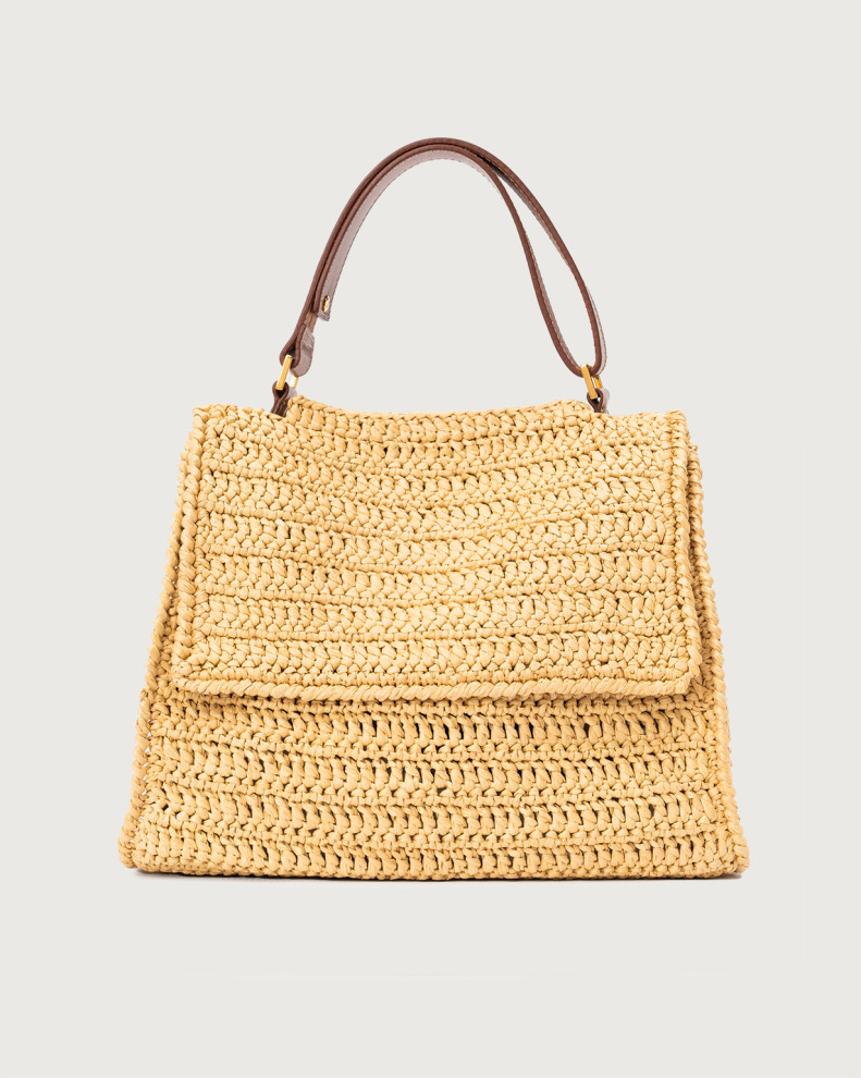 Sveva Ponza Midi hand-crocheted raffia shoulder bag