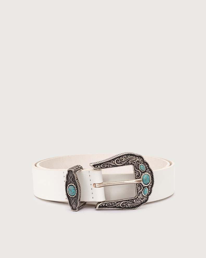 Bull Soft tip, loop and buckle with tone on tone stone leather belt 3 cm