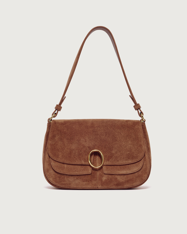 Kate Peach Small suede shoulder bag with strap