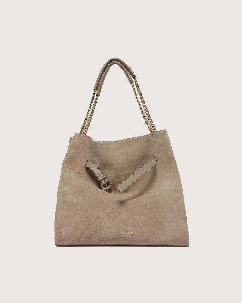 Venus Hobo Peach suede leather shoulder bag