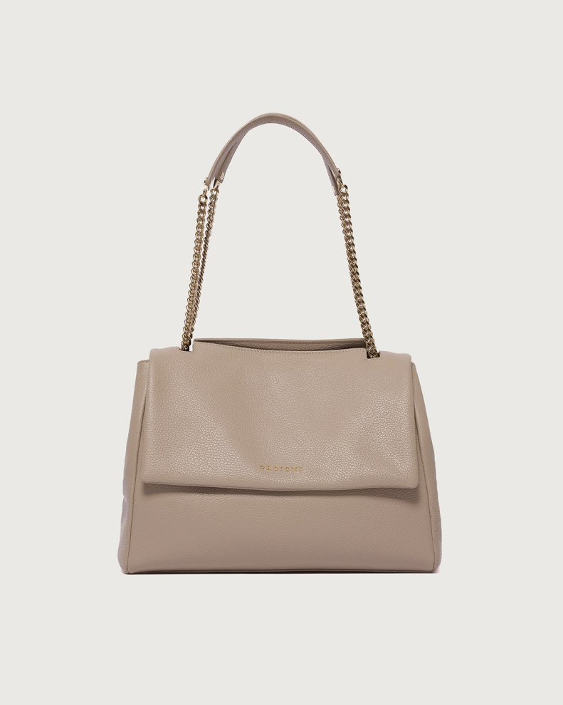 Sveva Sense Midi dollar leather shoulder bag